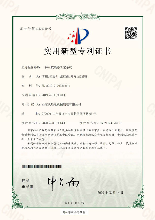 一种豆皮喷涂工艺系统
